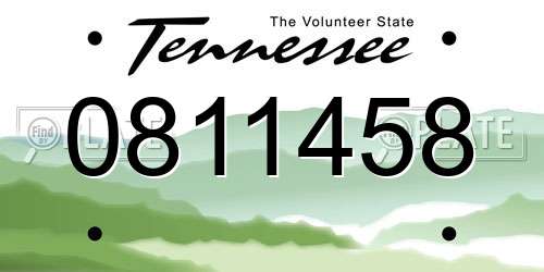 0811458 Tennessee License Plate