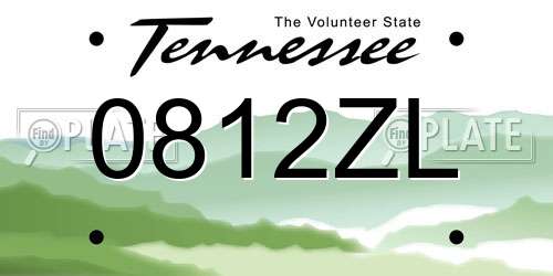 0812ZL Tennessee License Plate