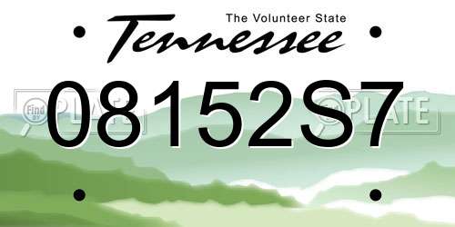 08152S7 Tennessee License Plate