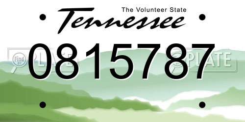 0815787 Tennessee License Plate