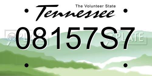 08157S7 Tennessee License Plate