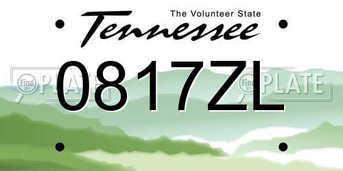 0817ZL Tennessee License Plate
