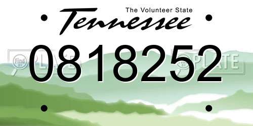 0818252 Tennessee License Plate