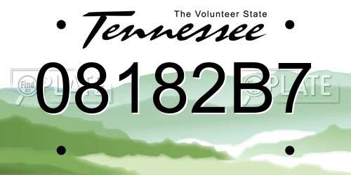 08182B7 Tennessee License Plate