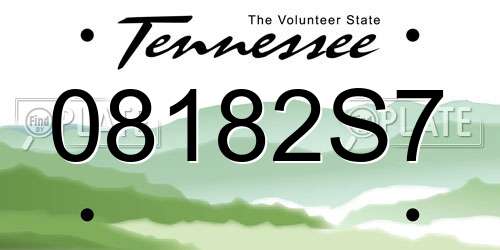 08182S7 Tennessee License Plate