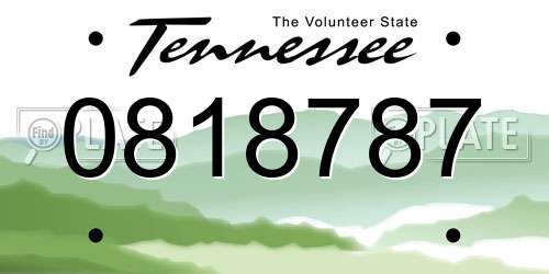 0818787 Tennessee License Plate