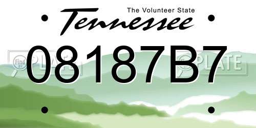 08187B7 Tennessee License Plate