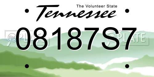08187S7 Tennessee License Plate