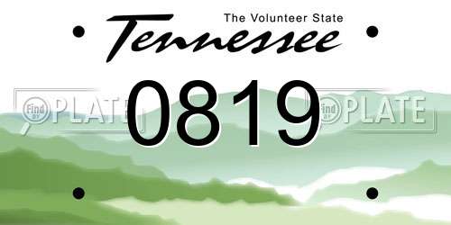 0819 Tennessee License Plate