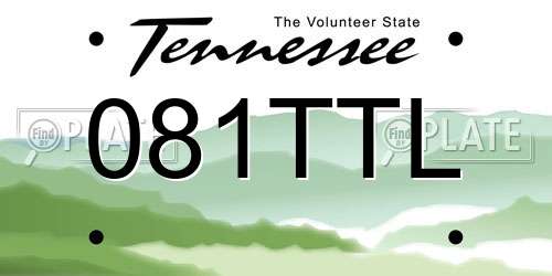 081TTL Tennessee License Plate