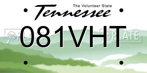 081VHT Tennessee License Plate