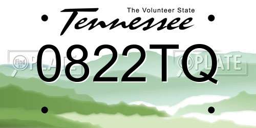 0822TQ Tennessee License Plate