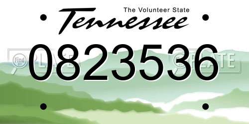 0823536 Tennessee License Plate