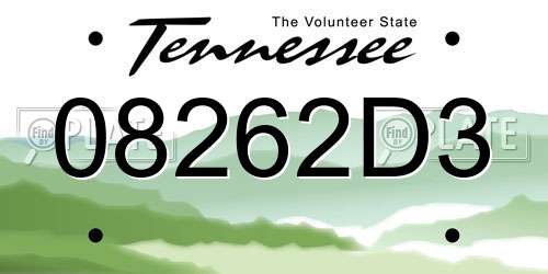 08262D3 Tennessee License Plate