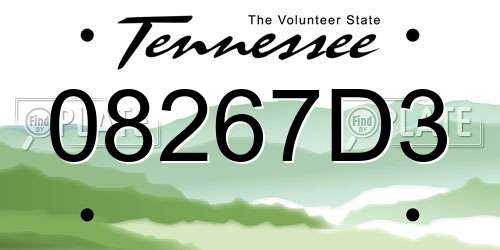 08267D3 Tennessee License Plate