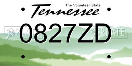 0827ZD Tennessee License Plate