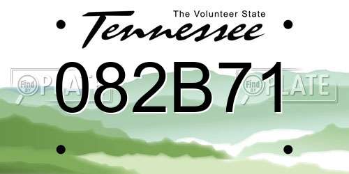 082B71 Tennessee License Plate