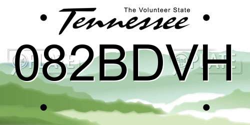 082BDVH Tennessee License Plate