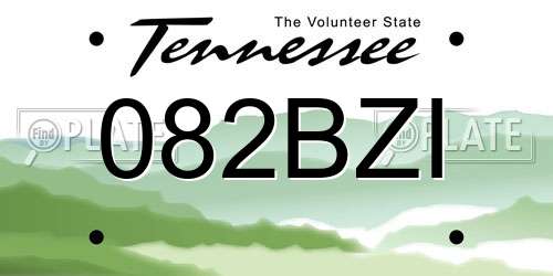 082BZI Tennessee License Plate