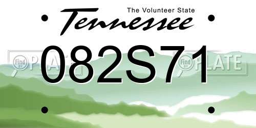 082S71 Tennessee License Plate