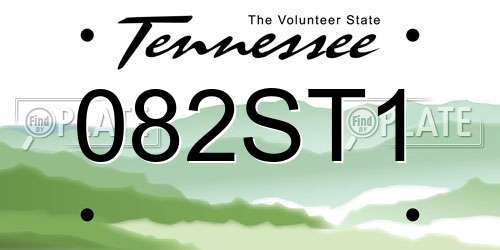 082ST1 Tennessee License Plate