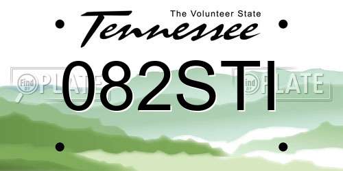 082STI Tennessee License Plate