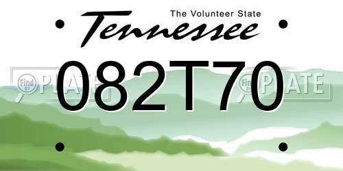082T70 Tennessee License Plate