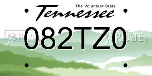 082TZ0 Tennessee License Plate