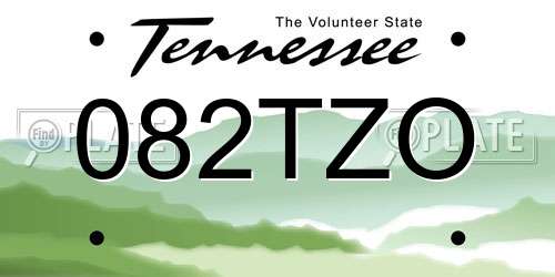 082TZO Tennessee License Plate