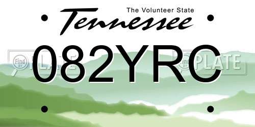 082YRC Tennessee License Plate