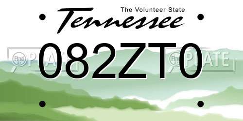 082ZT0 Tennessee License Plate