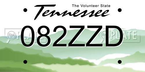 082ZZD Tennessee License Plate