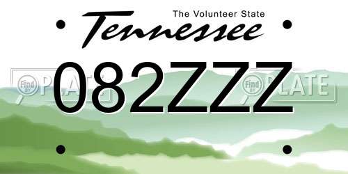 082ZZZ Tennessee License Plate