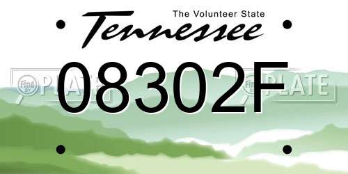 08302F Tennessee License Plate