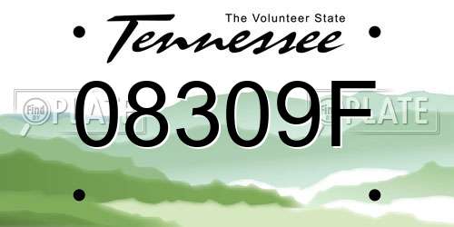 08309F Tennessee License Plate
