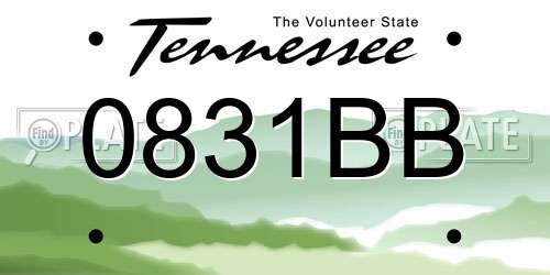 0831BB Tennessee License Plate