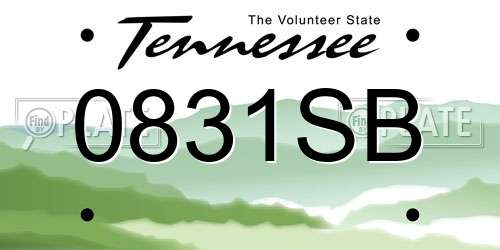 0831SB Tennessee License Plate