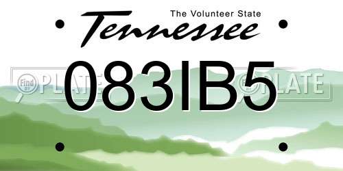 083IB5 Tennessee License Plate