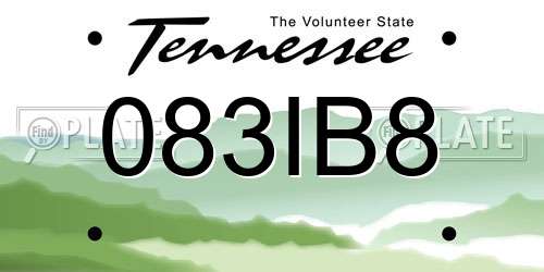 083IB8 Tennessee License Plate