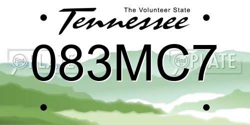 083MC7 Tennessee License Plate