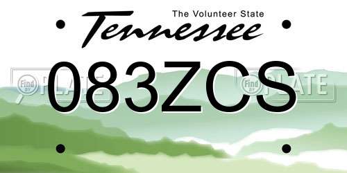 083ZCS Tennessee License Plate