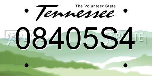 08405S4 Tennessee License Plate