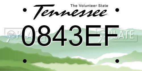 0843EF Tennessee License Plate