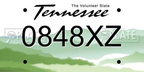 0848XZ Tennessee License Plate