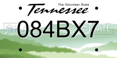 084BX7 Tennessee License Plate