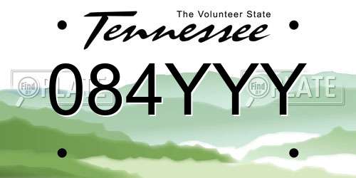 084YYY Tennessee License Plate