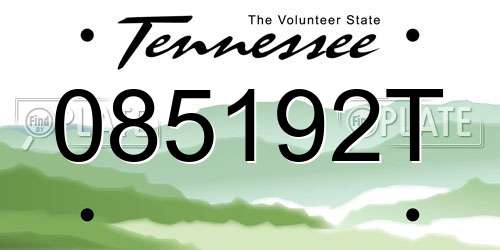 085192T Tennessee License Plate