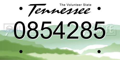 0854285 Tennessee License Plate