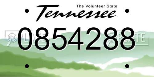 0854288 Tennessee License Plate