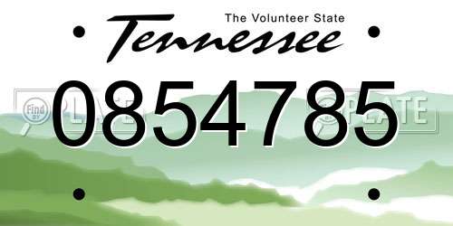0854785 Tennessee License Plate